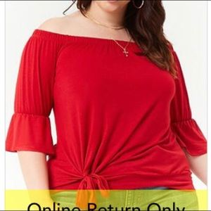 *NWT* Off Shoulder Tie Front Knit Top